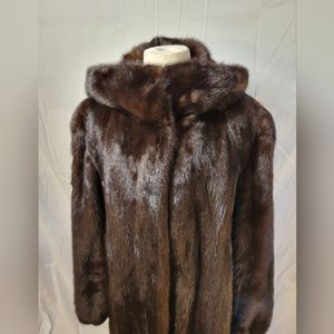 Vintage Mid Length Fur Coat with Hood